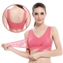 Front Crossed Side Clasped Lace Sports Bra Seamless Yoga Running Anti-shock Sports Underwear Woman